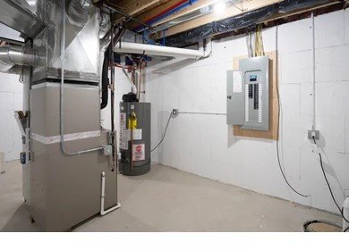 Clear the space around the furnace and water heater